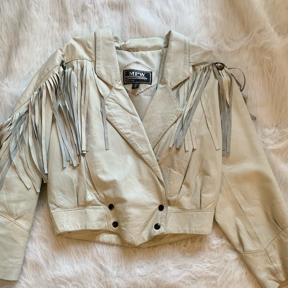 Fringe leather jacket